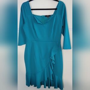 Teal Ruffled Dress Size Large 12/14